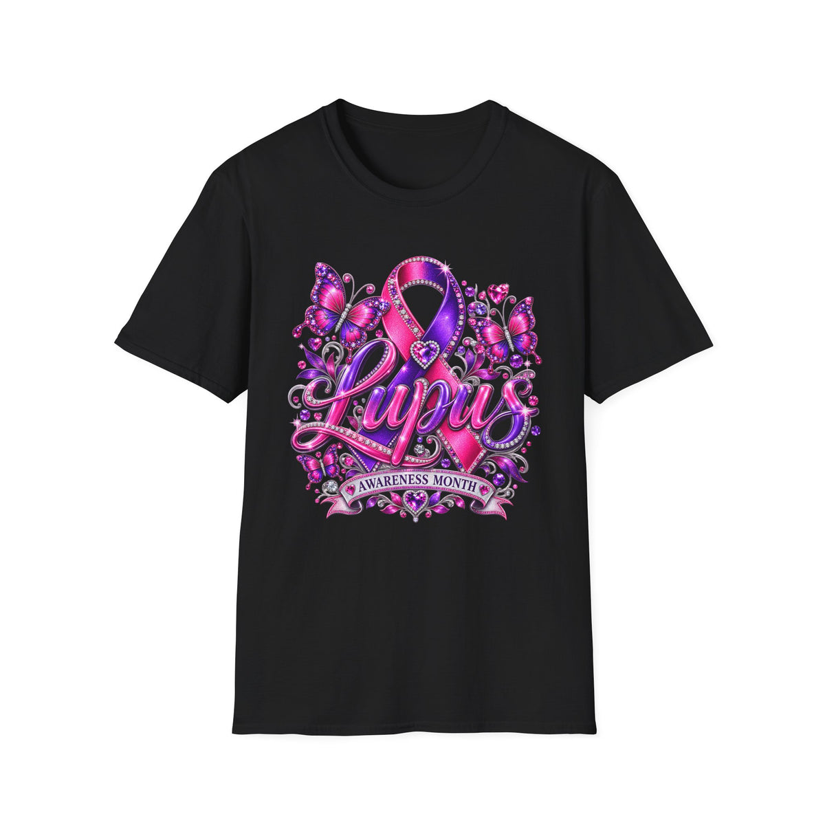Lupus Awareness T-Shirt — Purple Ribbon & Butterflies Empowerment Tee