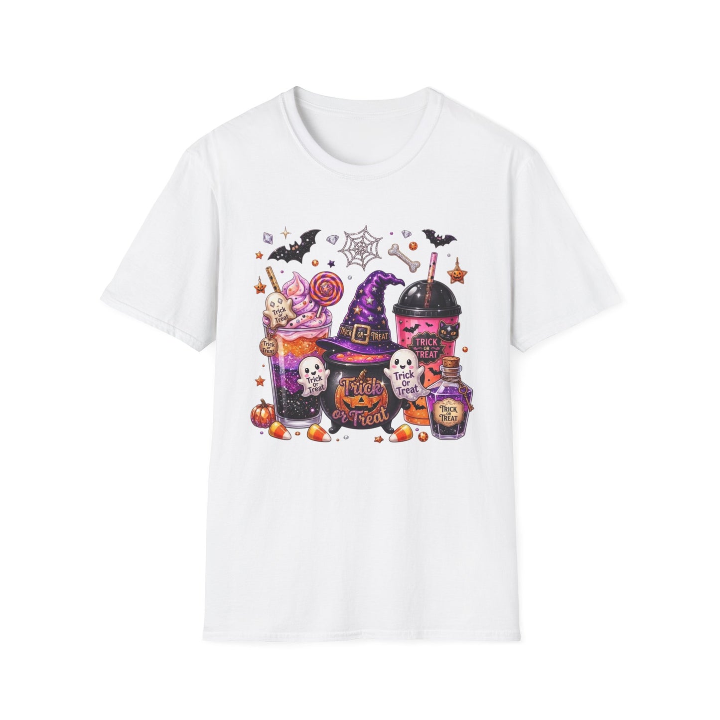 Halloween Candy & Cauldron T-Shirt — Trick or Treat Witchy Sweets Tee