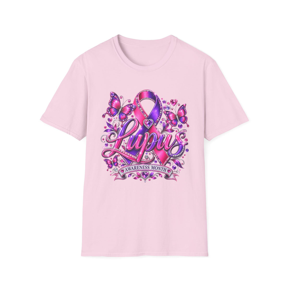 Lupus Awareness T-Shirt — Purple Ribbon & Butterflies Empowerment Tee
