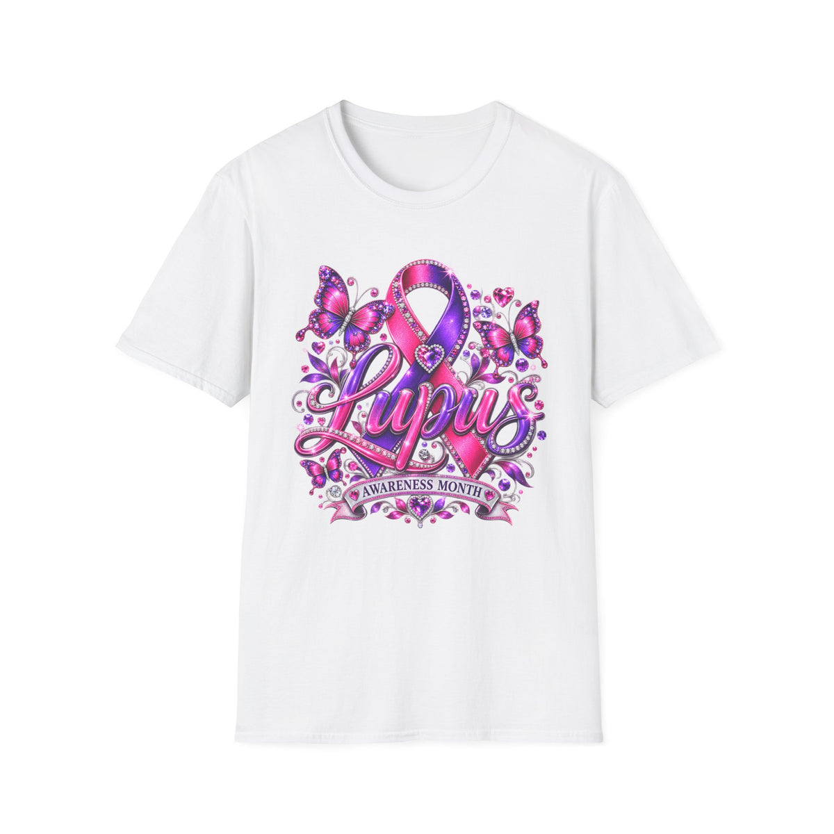 Lupus Awareness T-Shirt — Purple Ribbon & Butterflies Empowerment Tee