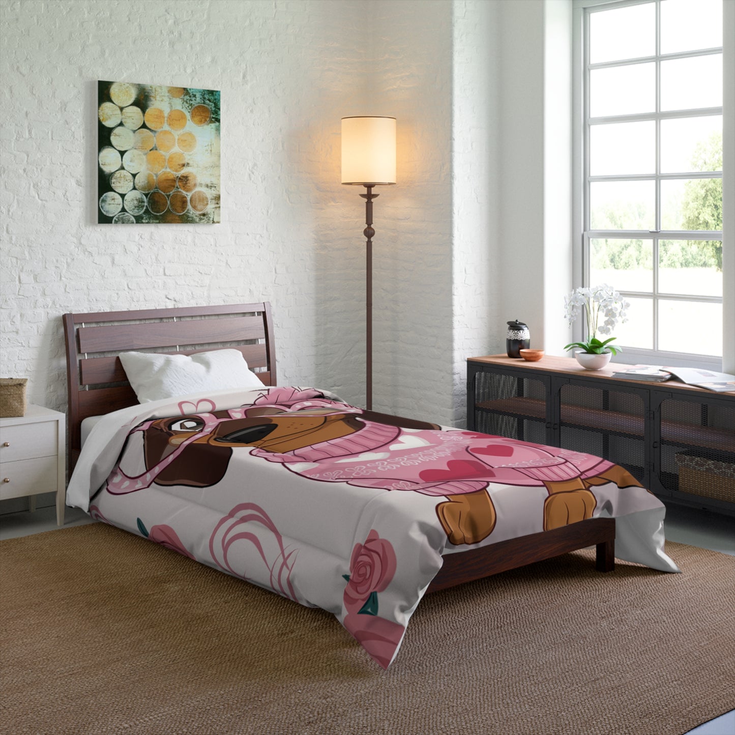 Cozy Dachshund Comforter / Matching Pillow Shams & Curtains Also Available!