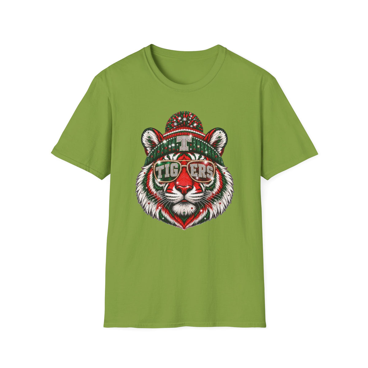 Tiger Face Holiday Beanie T-Shirt — 'TIGERS' Sunglasses Graphic