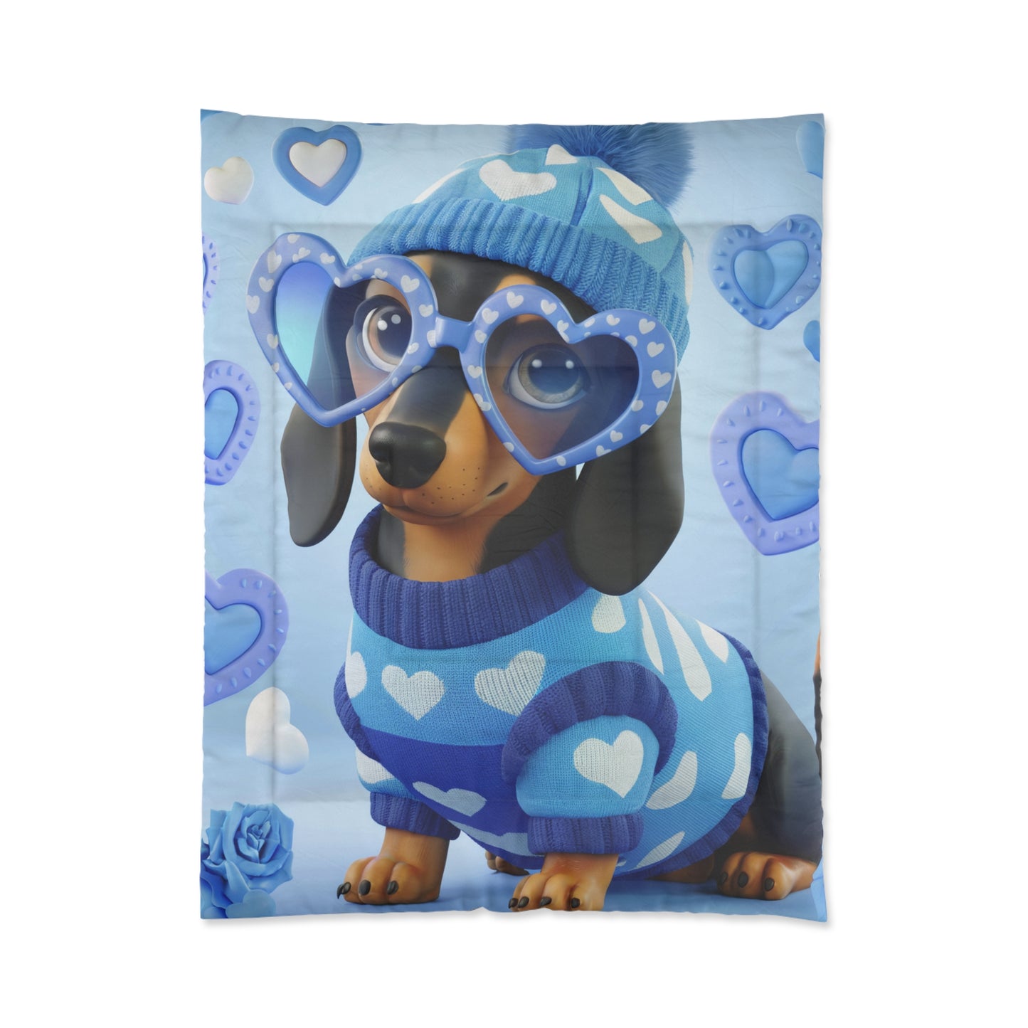 Cozy Hearts Dachshund Comforter/ Matching Pillow Sham & Curtains Also Available!