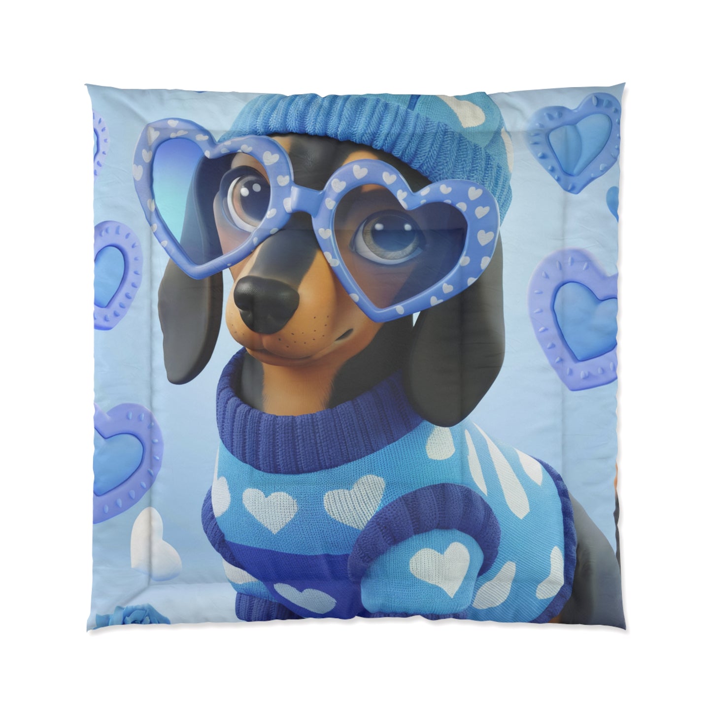 Cozy Hearts Dachshund Comforter/ Matching Pillow Sham & Curtains Also Available!