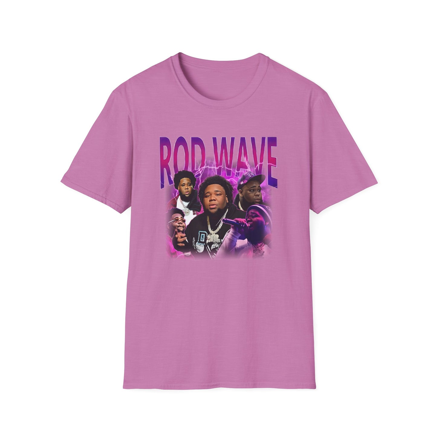 Rod Wave Graphic Unisex Tee – Purple Lightning Collage Shirt – Fan Art T-Shirt for Music Lovers