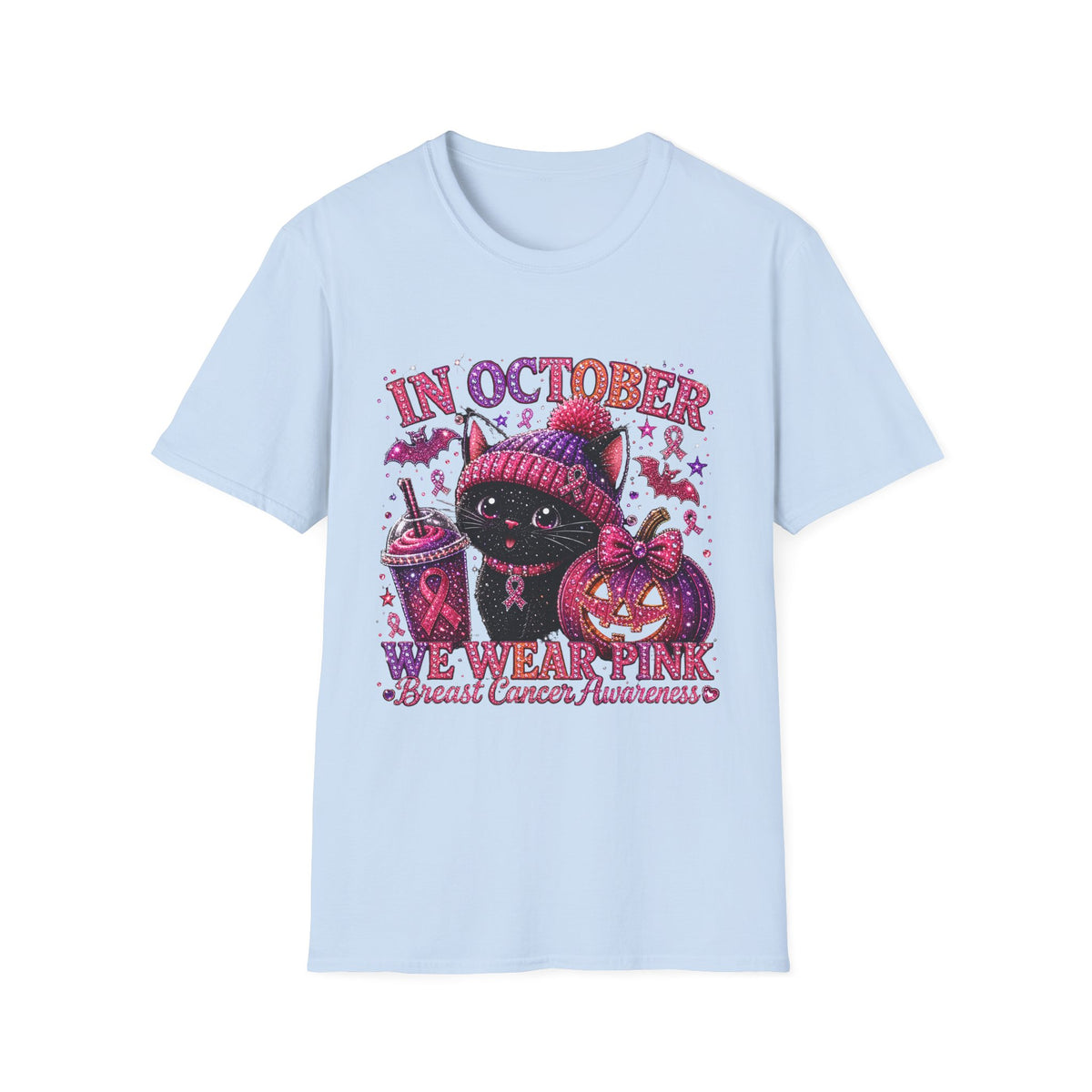 October Breast Cancer Awareness Cat Tee — "In October We Wear Pink"