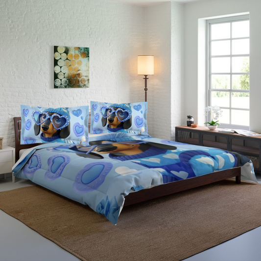 Cozy Hearts Dachshund Comforter/ Matching Pillow Sham & Curtains Also Available!
