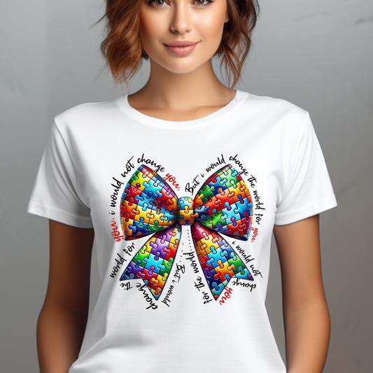 "Autism Pride Bow Tee – Change the World for You"
