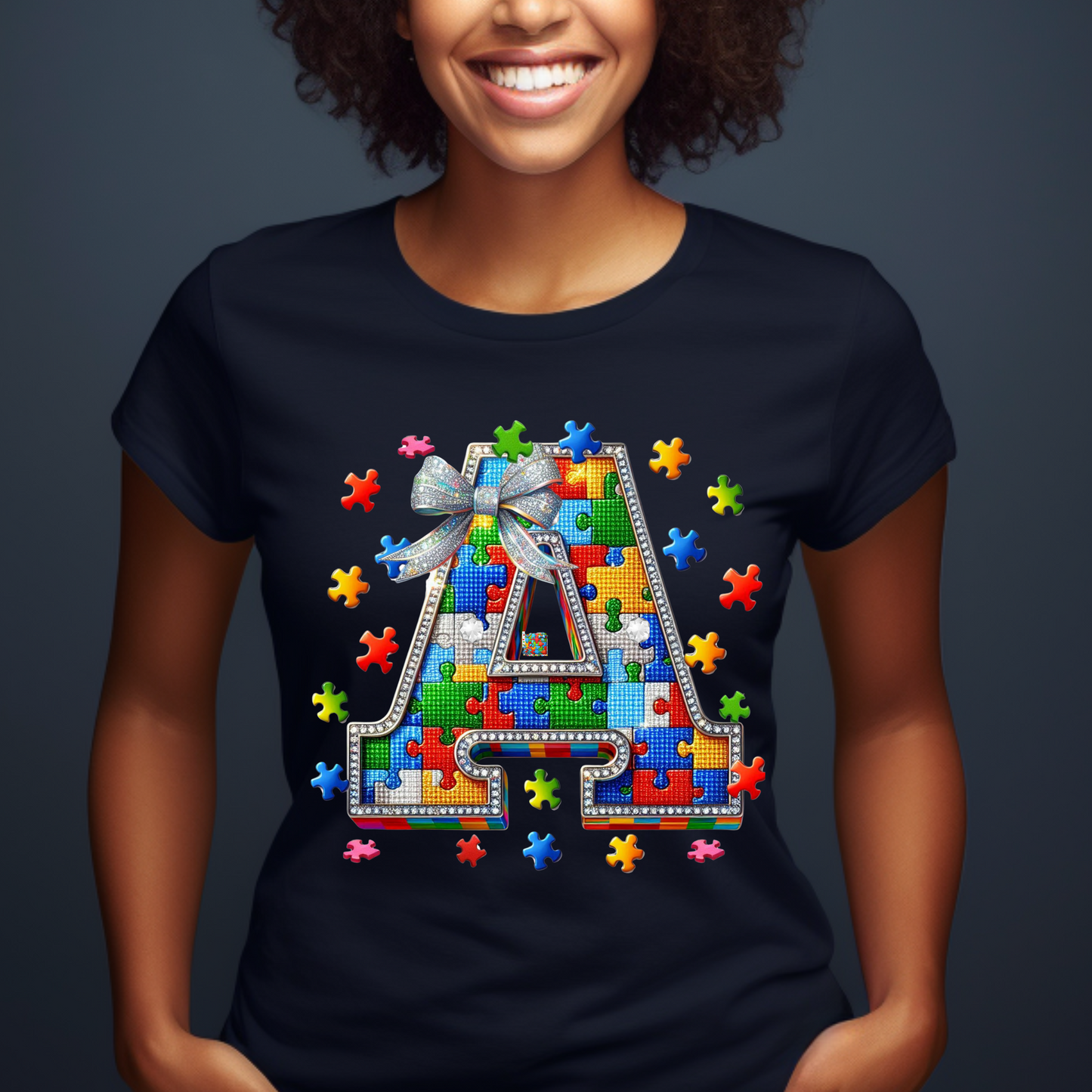 "A is for Autism Awareness – Puzzle Piece Tee"
