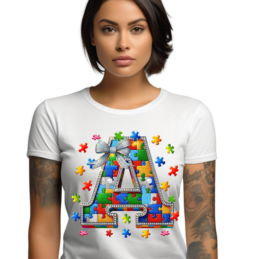 "A is for Autism Awareness – Puzzle Piece Tee"