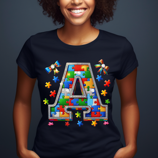 Monogram A Puzzle Shirt – Sparkle & Awareness"