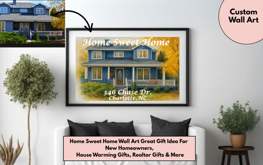 Personalized Home Sweet Home Canvas Print, Custom Housewarming Gift, Wall Art for New Homeowners, Family Decor, Unique Real Estate Gift