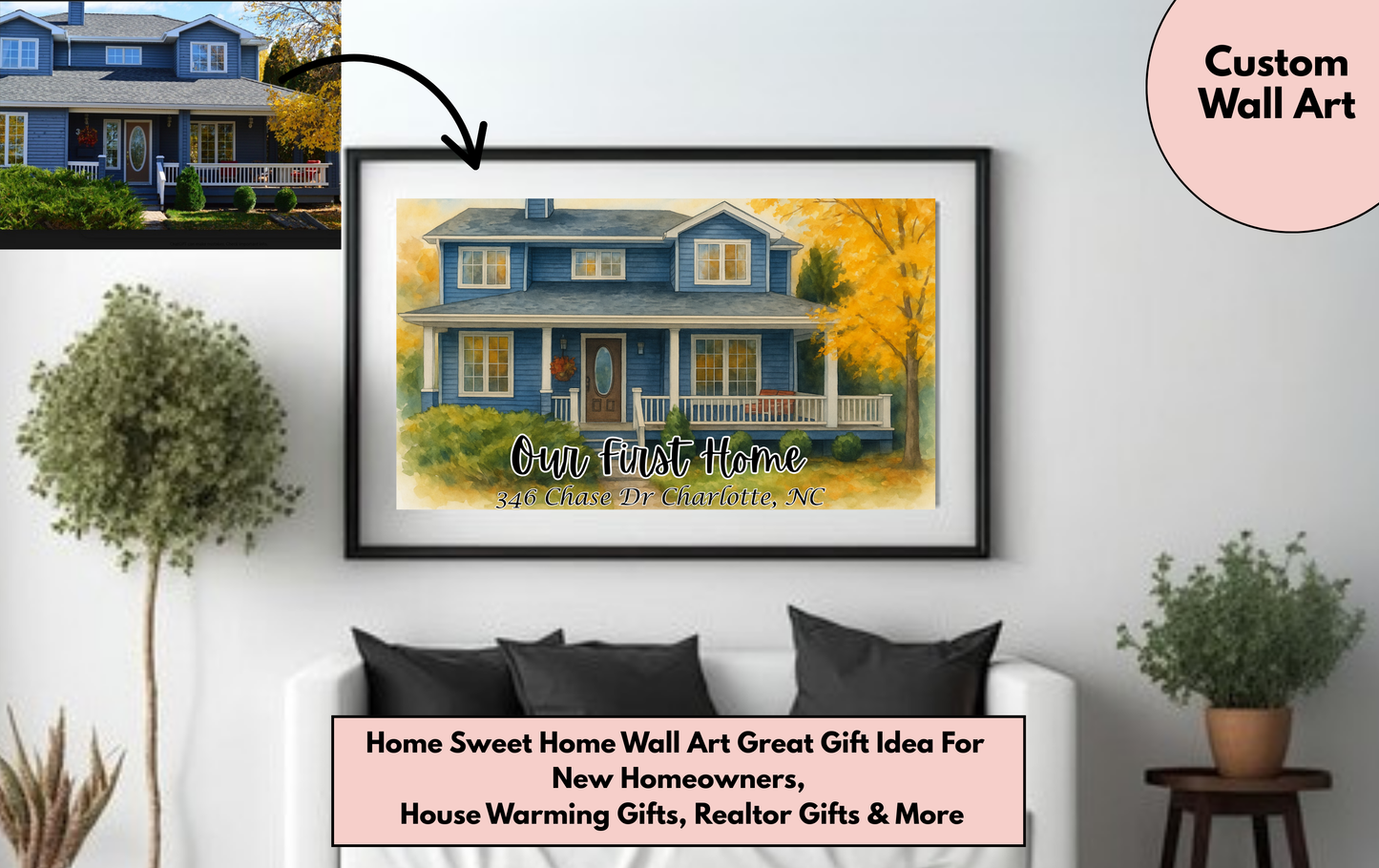 Personalized Custom Home Portrait First Home Keepsake Art Print
