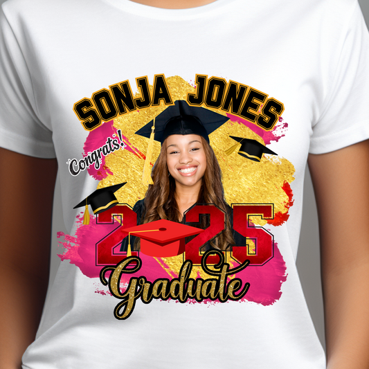 Congrats Graduate 2025 Tee – Custom Name & Picture Design