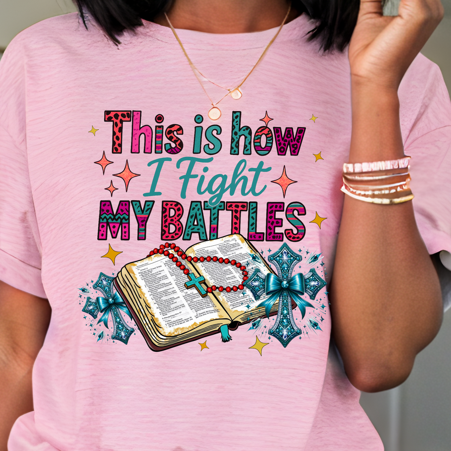 Christian Inspirational Shirt – My Battles Are Won with Prayer Tee
