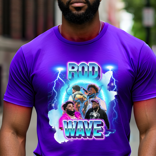 Rod Wave Graphic T-Shirt – Lightning Fan Art Glow Design (Unisex)