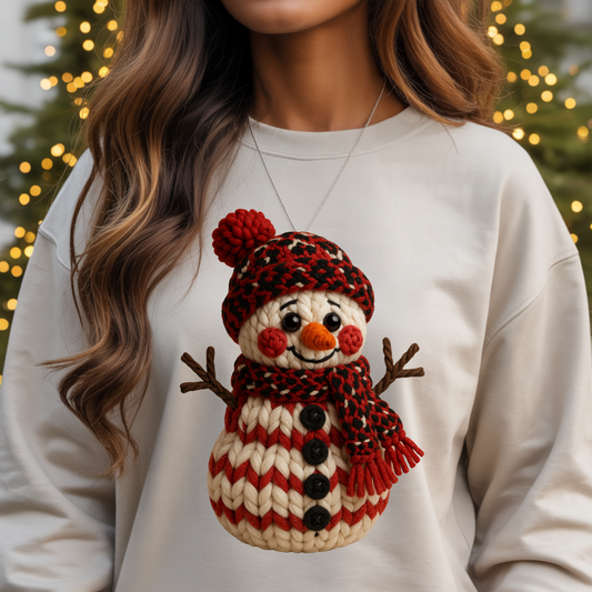 Snowman Knit Crewneck Sweatshirt — Cozy Holiday Sweater