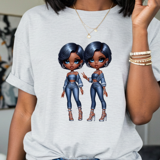 Black Girl Magic Duo Chibi Twin T-Shirt