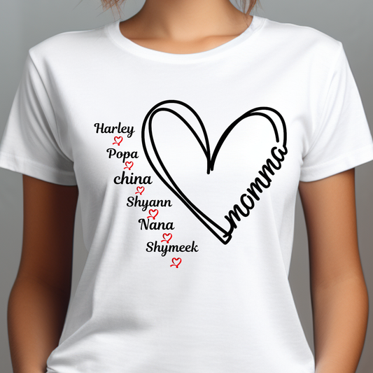 Custom Mom Heart Shirt | Personalized Name T-Shirt | Gift for Mom