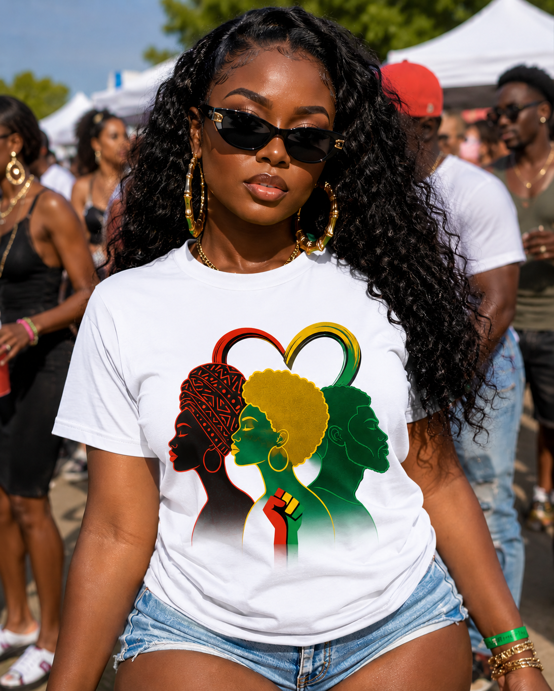 Afro Heart T-Shirt — Black Pride Outline Design