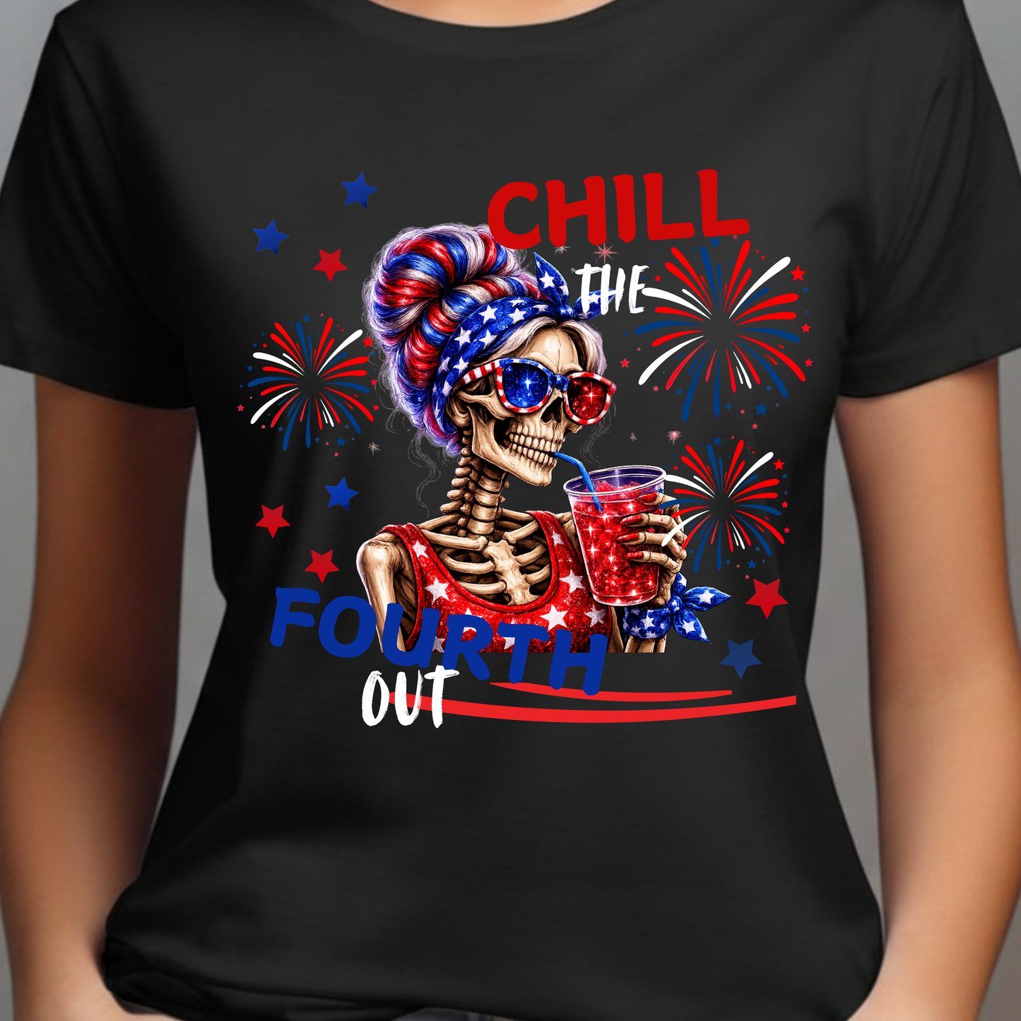 4th of July 'Chill' Skull Tee — Patriotic Fireworks Graphic T-Shirt