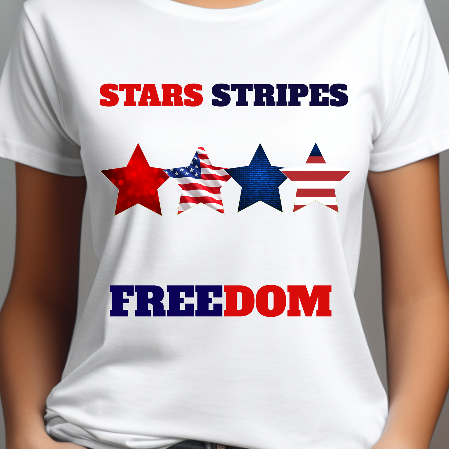 Patriotic "Stars Stripes Freedom" T-Shirt — American Flag Star Graphic