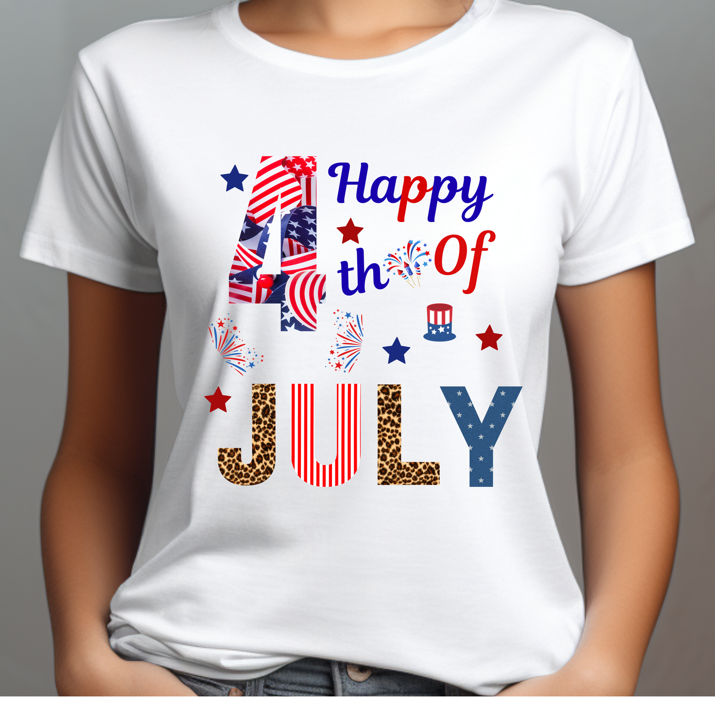 4th of July T-Shirt – "Happy 4th of July" Patriotic Stars & Stripes Tee