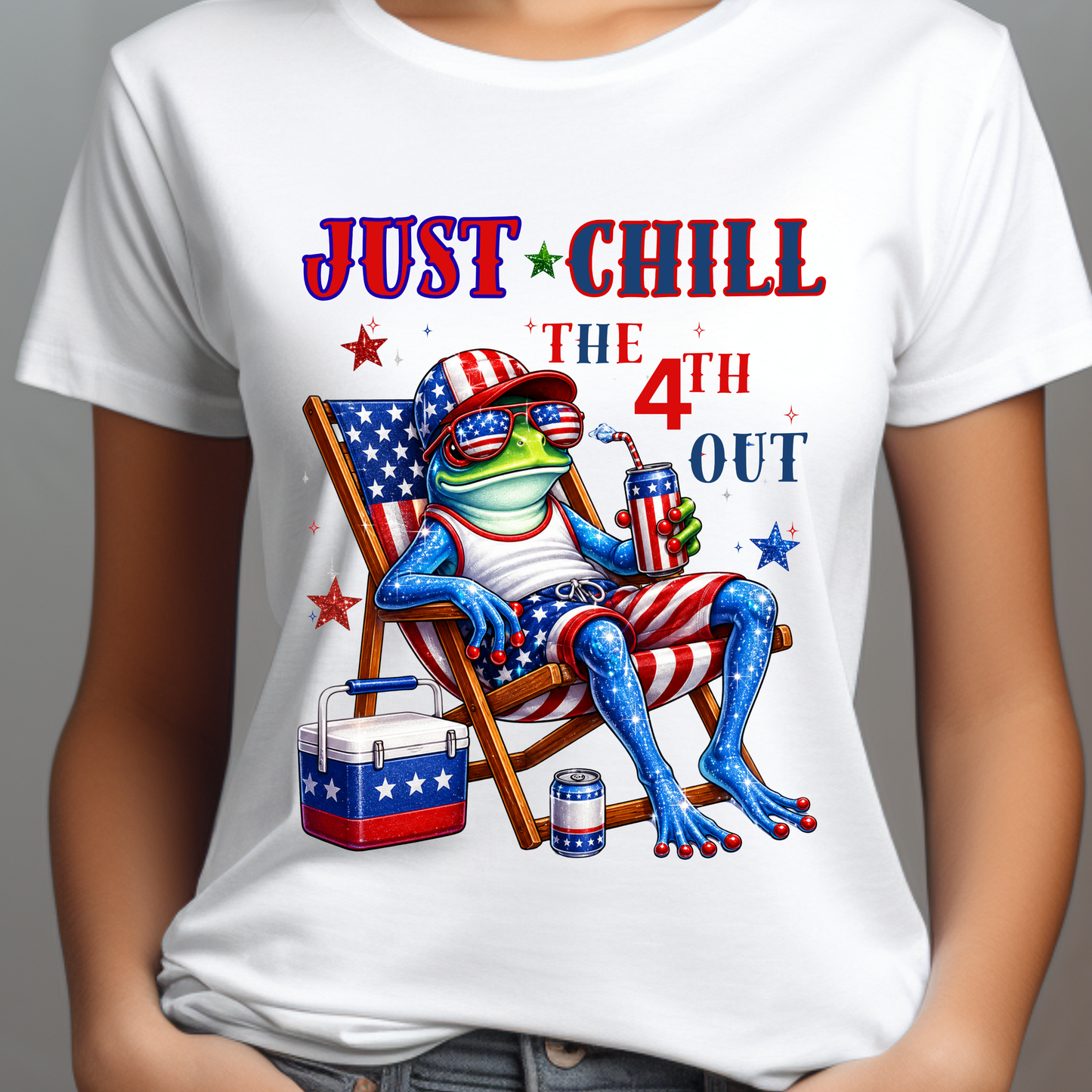 4th of July Frog T-Shirt - "Just Chill the 4th Out" Patriotic Tee