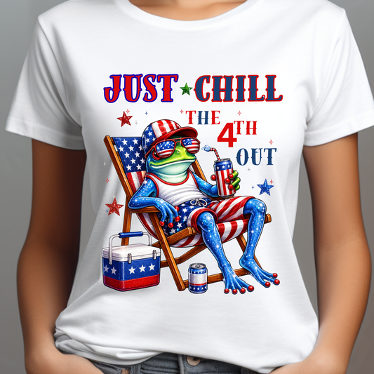 4th of July Frog T-Shirt - "Just Chill the 4th Out" Patriotic Tee