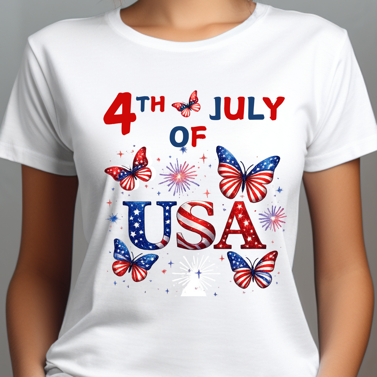 4th of July USA Butterfly T-Shirt