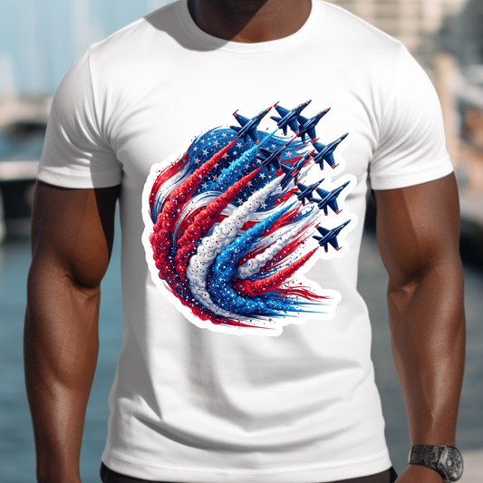 Patriotic Jet Formation T-Shirt — American Flag Airshow Top