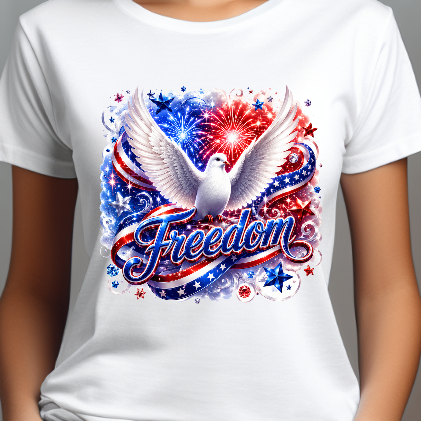Freedom Dove T-Shirt — Patriotic USA 4th of July Fireworks Tee