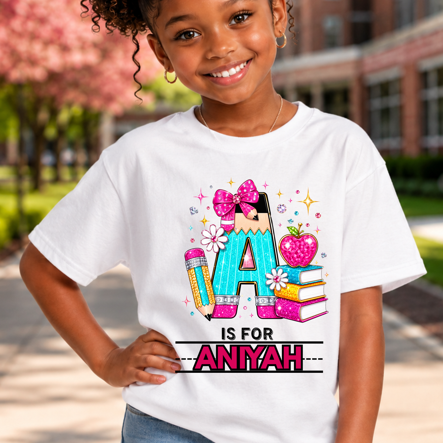 Youth Tee — "A Is For Anyah" Cute Back-to-School Name Shirt