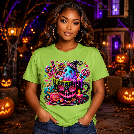 Halloween Candy Cauldron T-Shirt — Cute Spooky Witch Candy Graphic