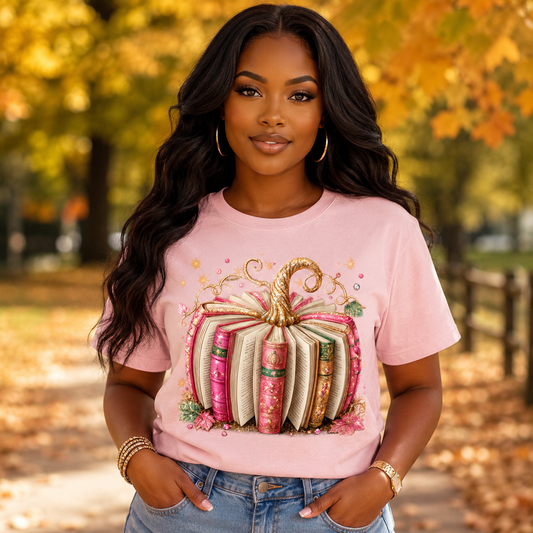 Book Pumpkin T‑Shirt — Cozy Autumn Reading Tee