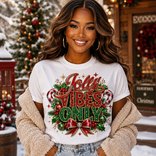 Jolly Vibes Tee — Festive Christmas Holiday Graphic T-Shirt
