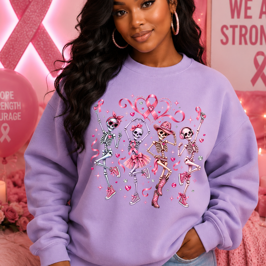 Breast Cancer Awareness Dancing Skeletons Sweatshirt