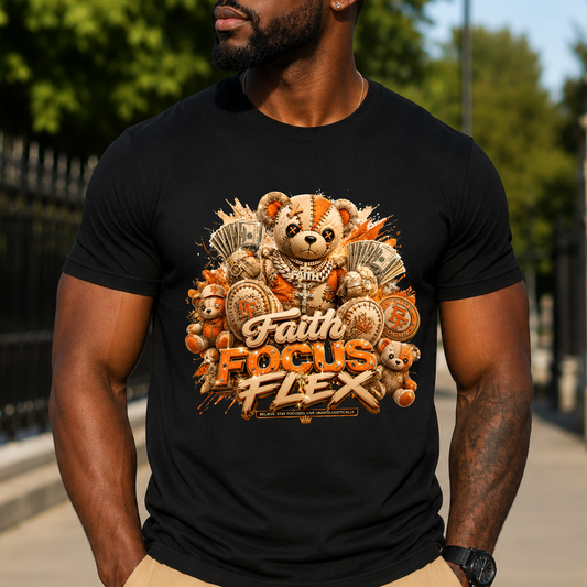 Faith, Focus, Flex Teddy Bear Graphic Tee