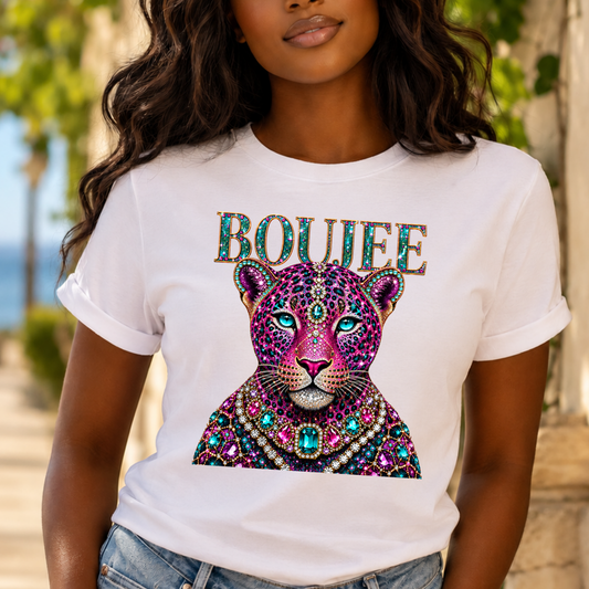 Boujee Leopard T-Shirt — Gemstone Jewel-Tone Graphic Tee