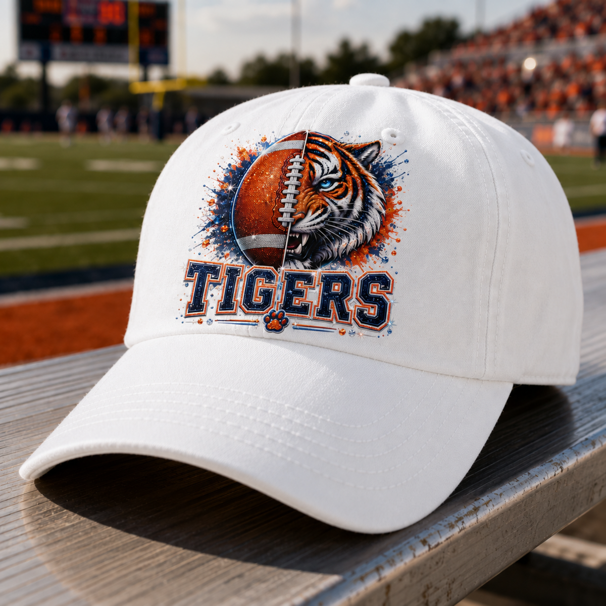 Tigers Football Crewneck Sweatshirt — Split Tiger & Football Graphic