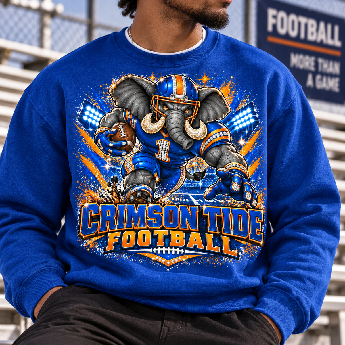 Crimson Tide Football Crewneck Sweatshirt — Elephant Mascot Game Day Pullover