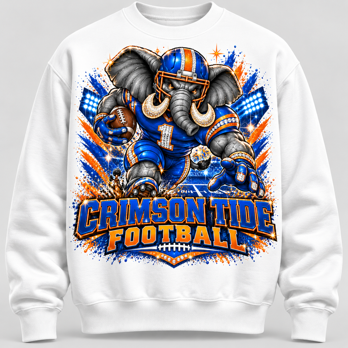 Crimson Tide Football Crewneck Sweatshirt — Elephant Mascot Game Day Pullover