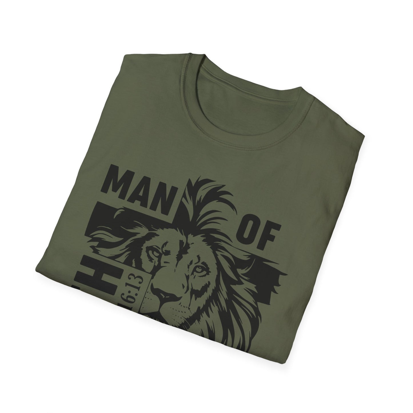 Man of Faith – Lion of Strength Softstyle Tee   Man of Faith Lion Design - Christian Apparel