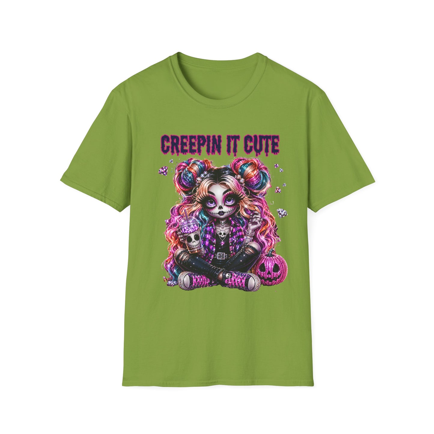 Creepin' It Cute T-Shirt — Colorful Gothic Sugar Skull Design