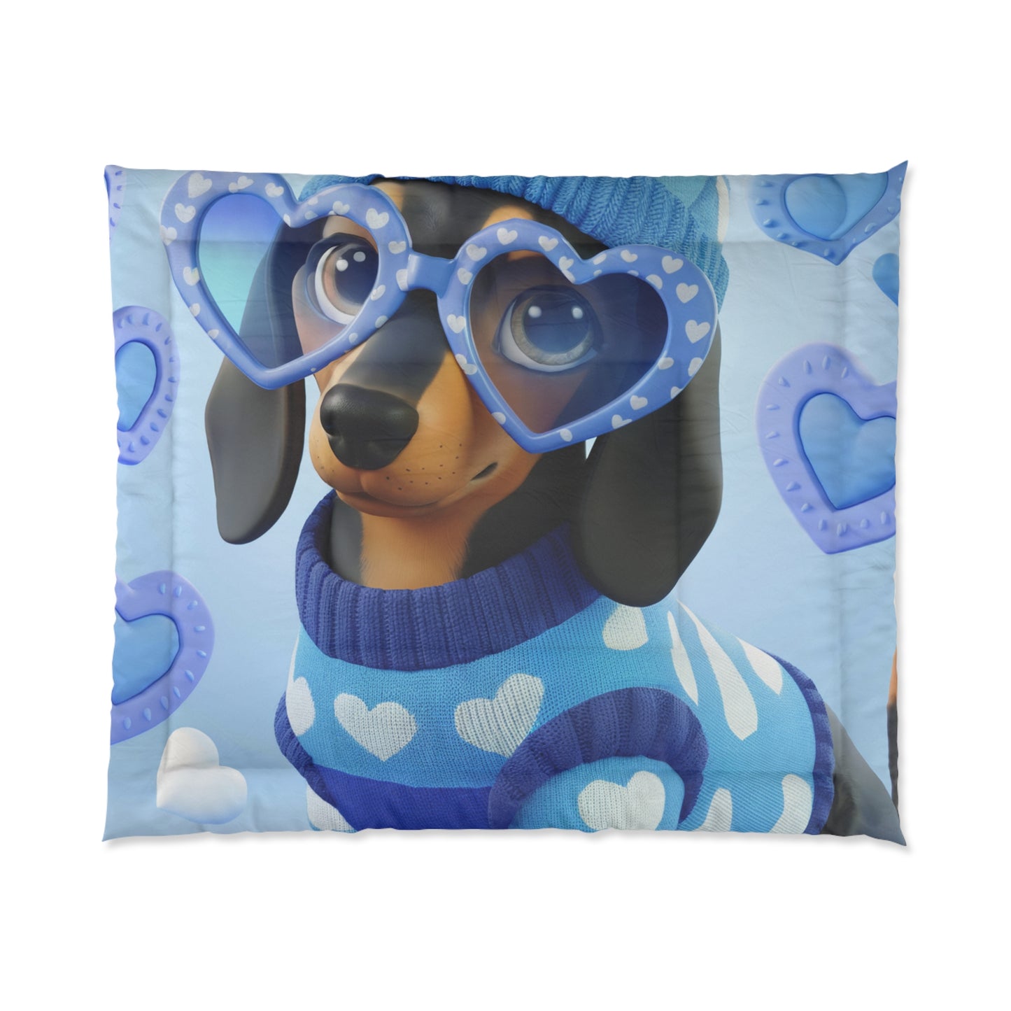 Cozy Hearts Dachshund Comforter/ Matching Pillow Sham & Curtains Also Available!