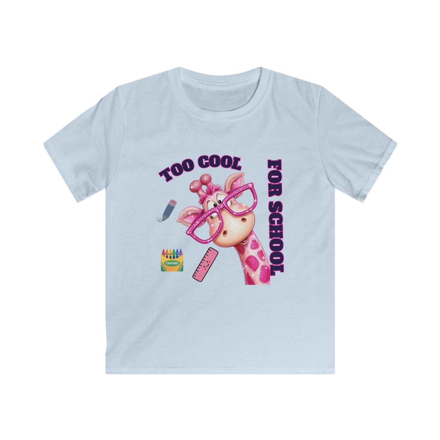 Kids Tee — "Too Cool for School" Giraffe Back-to-School Shirt
