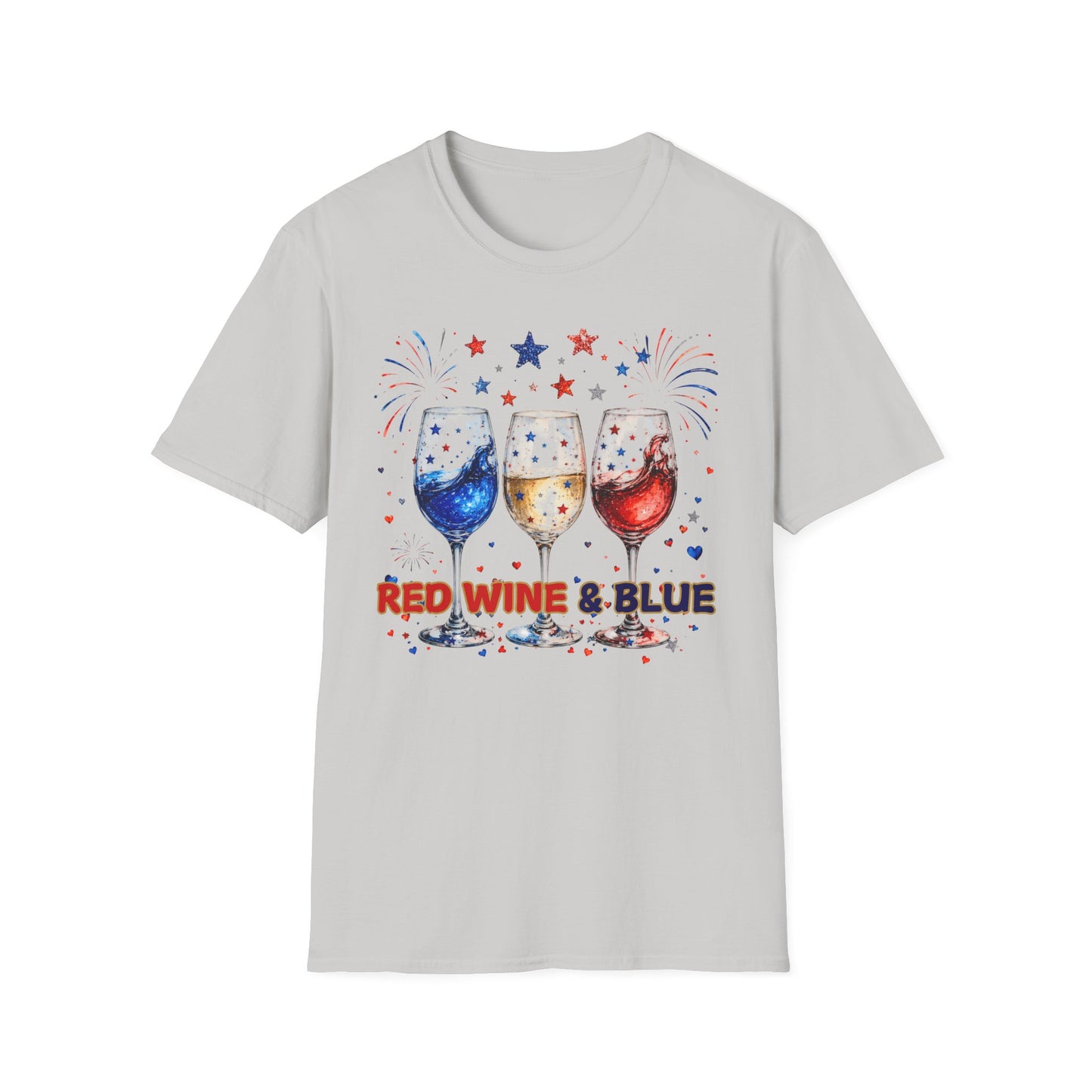 Stars, Fireworks & Wine Patriotic Shirt (4th of July)