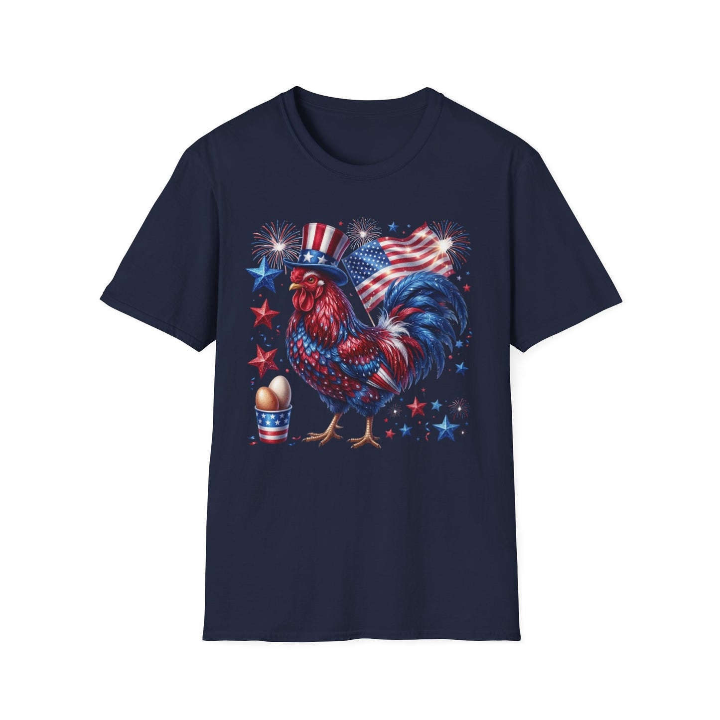Patriotic Rooster T-Shirt — American Flag USA 4th of July Tee