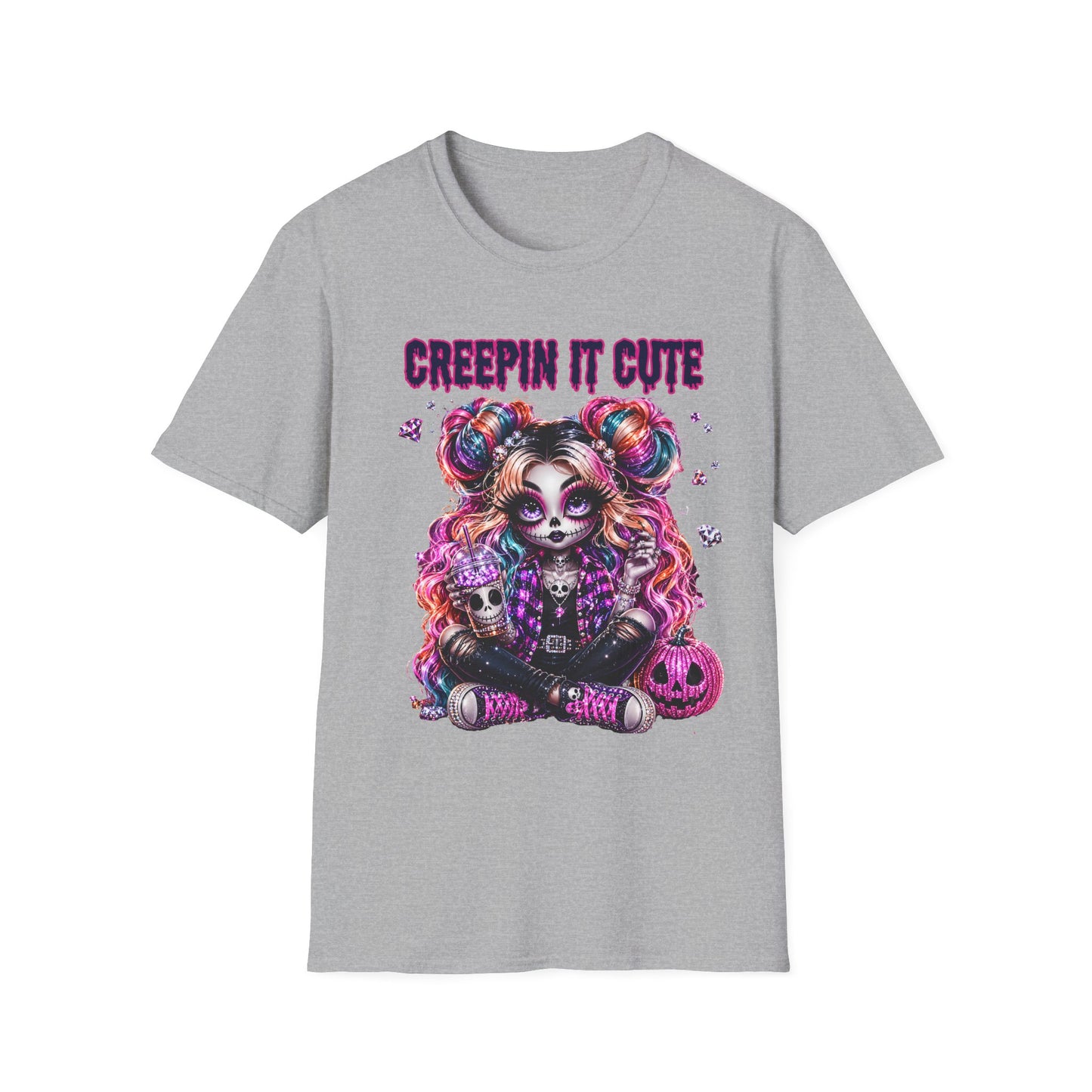 Creepin' It Cute T-Shirt — Colorful Gothic Sugar Skull Design