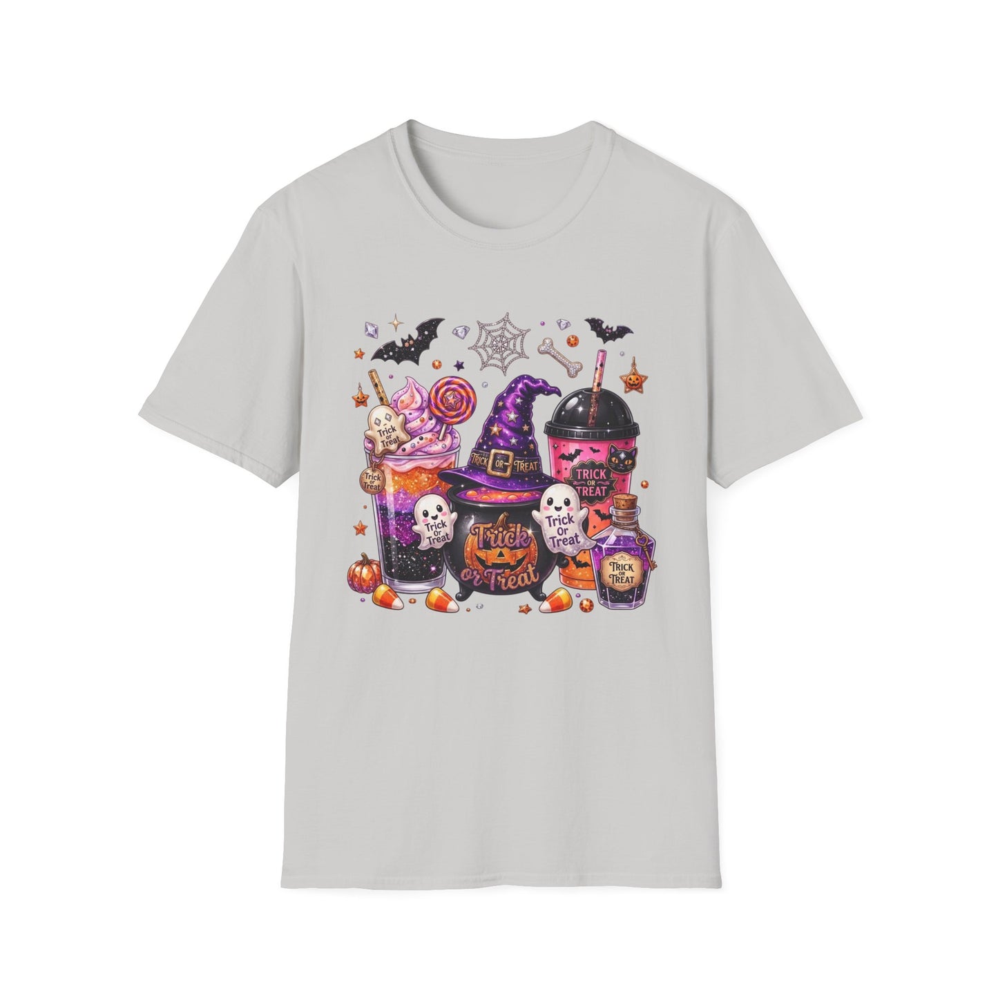Halloween Candy & Cauldron T-Shirt — Trick or Treat Witchy Sweets Tee